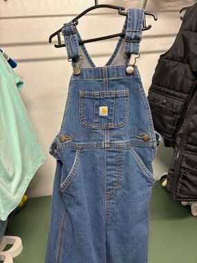 Carhartt Blue Kids Denim Overalls with Logo Tag